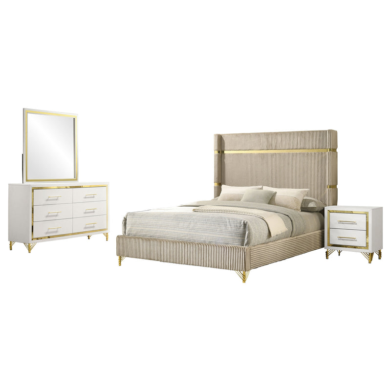 Lucia 4 & 5 Piece Bedroom Set King & Queen Beige & Grey