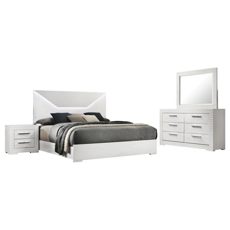 Ives 4 & 5 Piece Bedroom Set E.king & Queen White & Grey