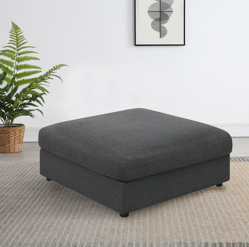 Serene Upholstered Rectangular Ottoman Charcoal