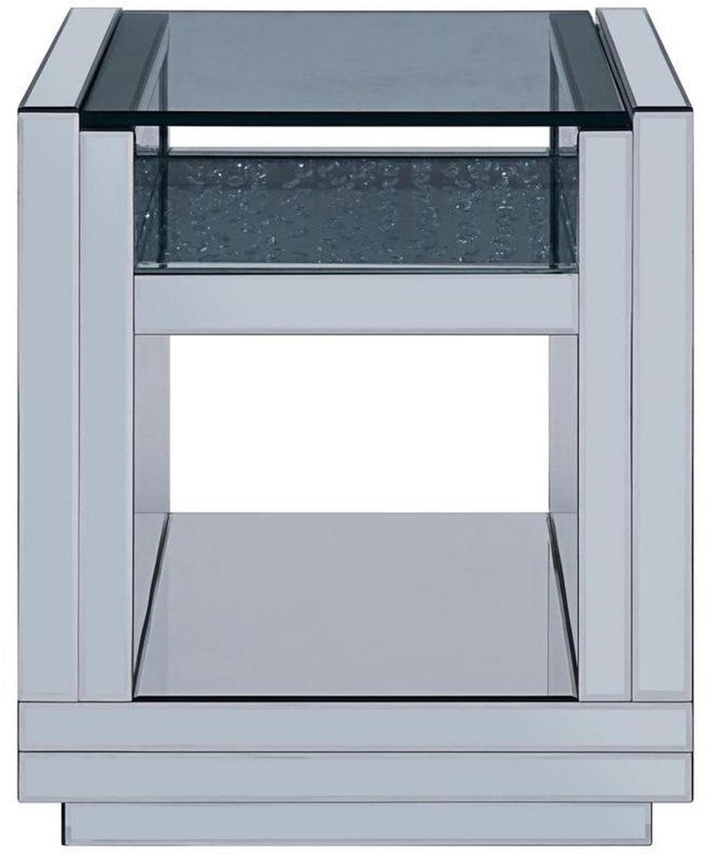 Acme Furniture Nysa End Table in Mirrored & Faux Crystals 81472
