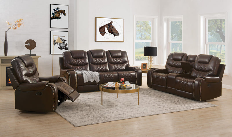 Braylon Brown PU Sofa+Loveseat (Motion)