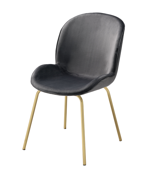 Chuchip Gray Velvet & Gold Side Chair