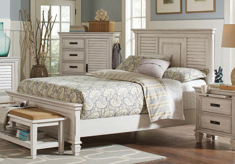 Franco Eastern King & Queen Panel Bed Antique White & Oak